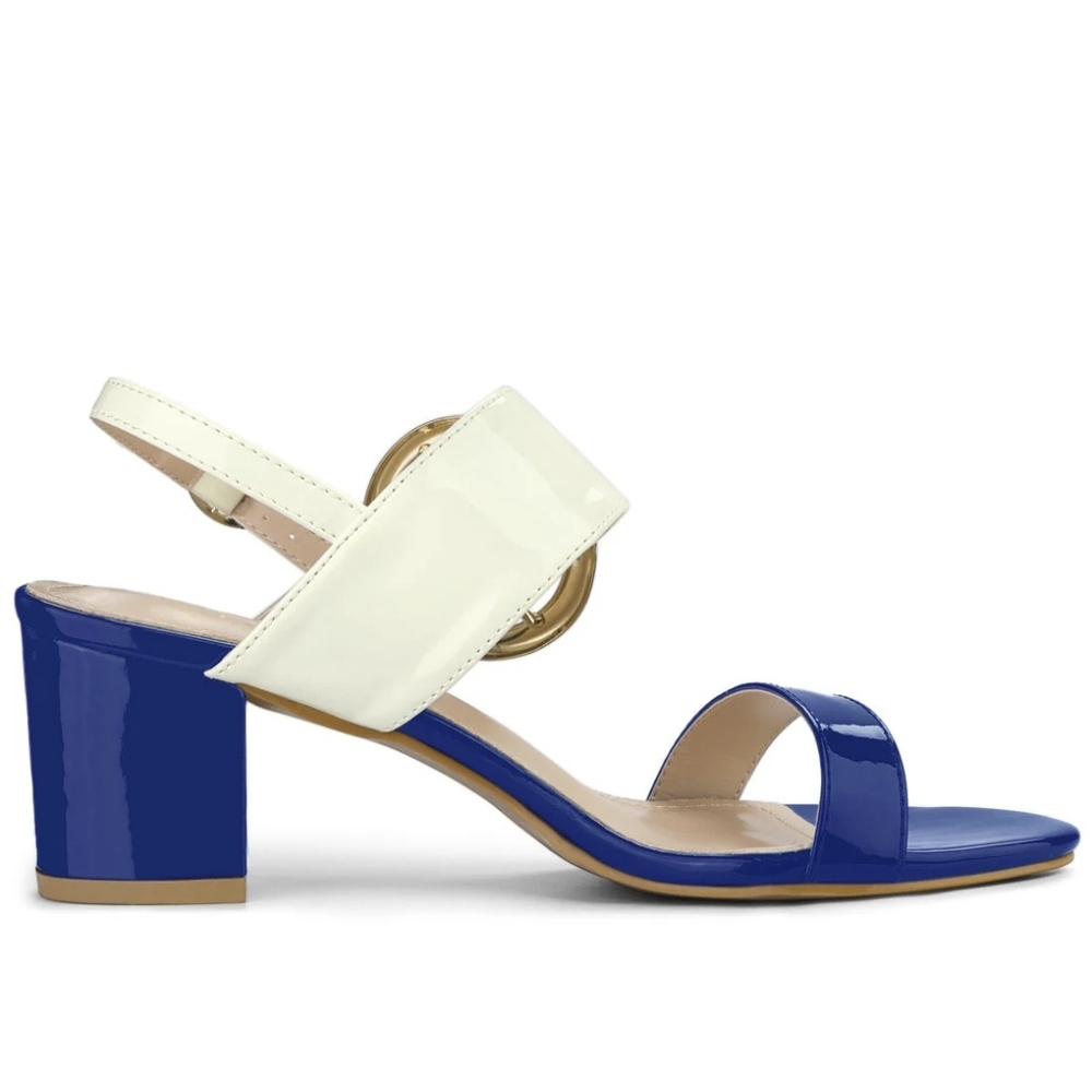 Allegra K Blue and White Heels with Chic Design - Picture 2 of 6